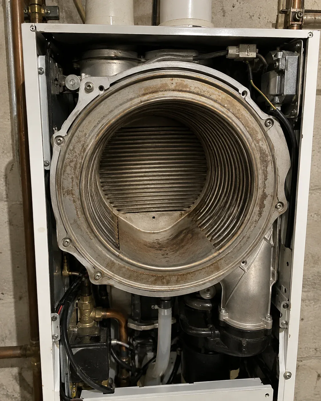 The same boiler heat exchanger after professional cleaning
